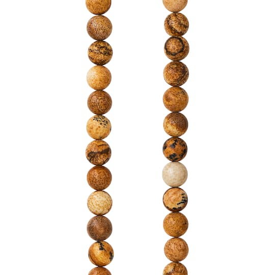 12 Pack: Natural &#x26; Brown Picture Jasper Round Beads, 6mm by Bead Landing&#x2122;